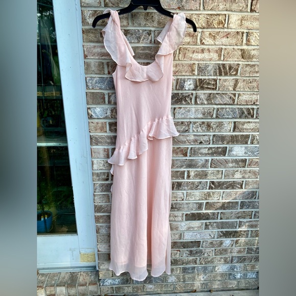 NWTs A New Day Pastel Light Pink Coquette Asymmetrical Ruffle Dress - Picture 13 of 16